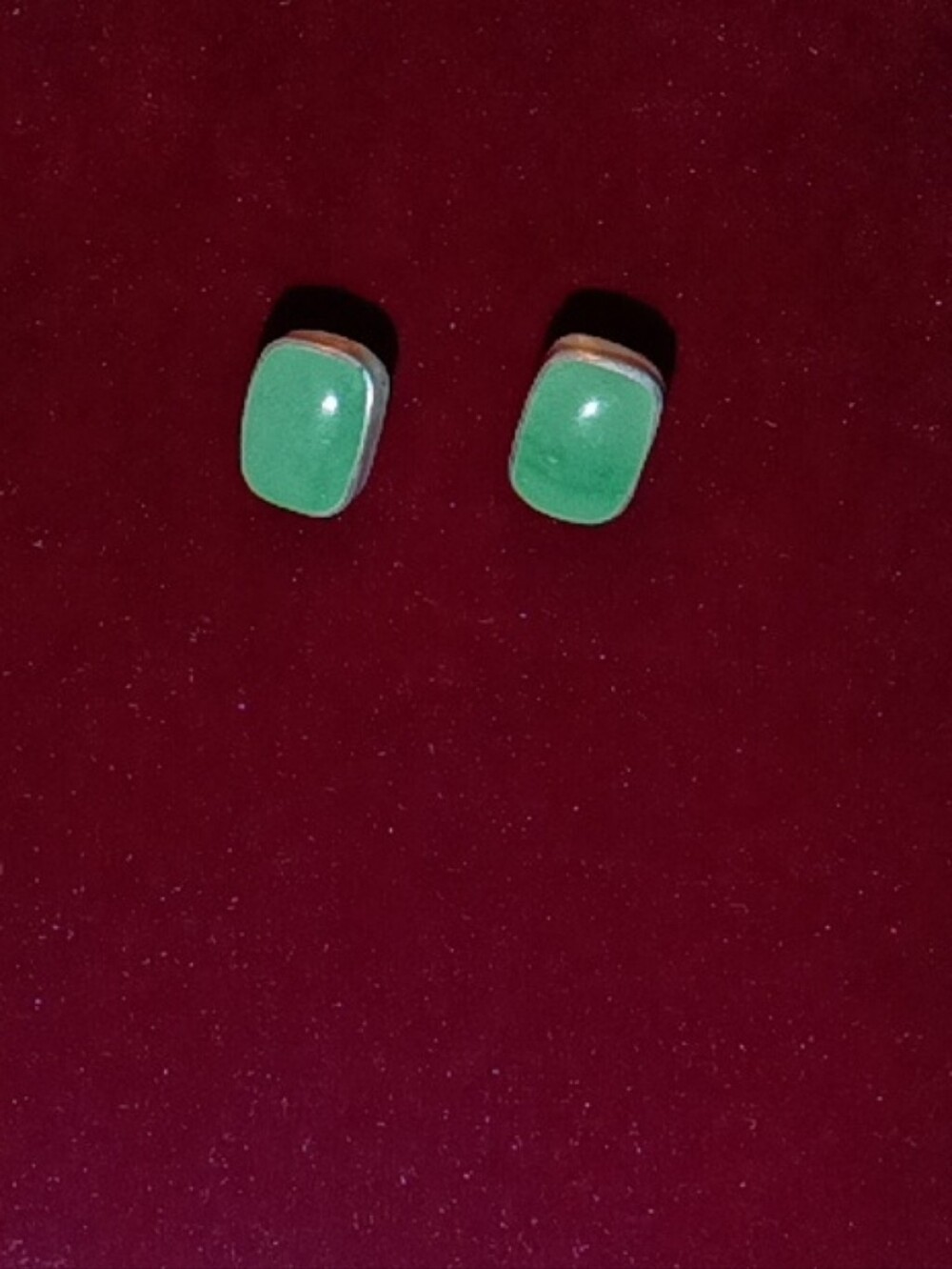 Classic Green Stone Stud Earrings - Unbranded
